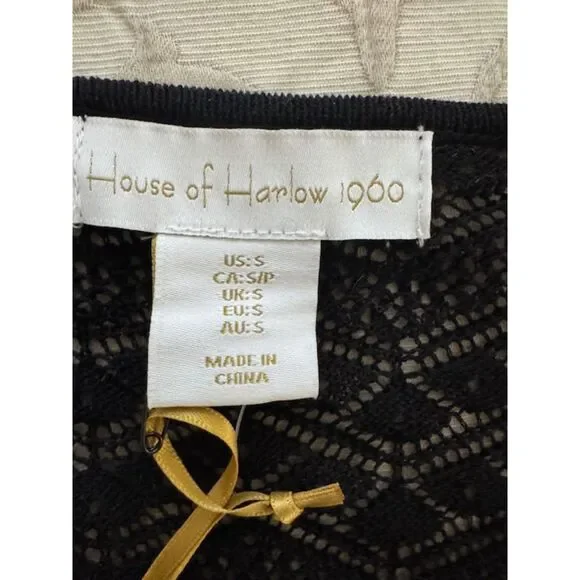 NWT House of Harlow 1960 crochet/lace dress/coverup, black, small. - Picture 4 of 6